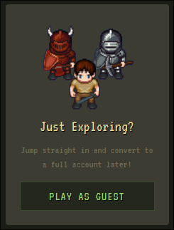 The "Play as Guest" flow on the login screen