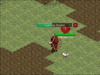 Player using a bow and arrows against a monster